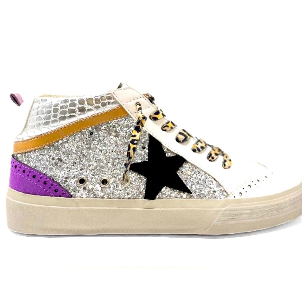 ShuShop RINA SPARKLE Black Star HIGHTOP
SNEAKERS Size 7.5